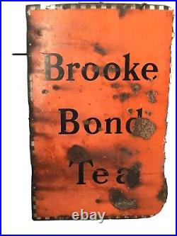 Antique Vintage English Brooke Bond Tea Sign Porcelain Rusty