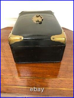 Antique Vintage English Cigar Trinket Jewelry Box Brass Decorations W Handle