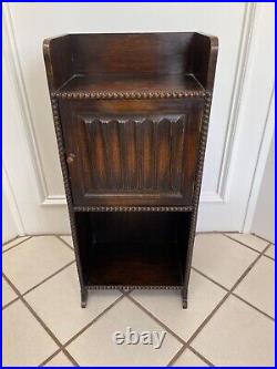 Antique Vintage English Dark Oak Wood Beaded Tobacco Pipe Cabinet Stand