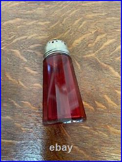 Antique Vintage English Edwardian Ruby Art Glass Sugar Castor Muffineer