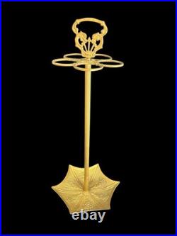 Antique Vintage English Embossed Brass Art Deco Umbrella Cane Stand