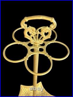 Antique Vintage English Embossed Brass Art Deco Umbrella Cane Stand