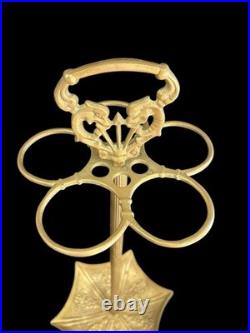 Antique Vintage English Embossed Brass Art Deco Umbrella Cane Stand