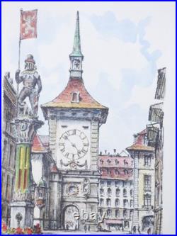 Antique Vintage English Etching On Paper Signed Unframed