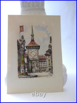 Antique Vintage English Etching On Paper Signed Unframed Antique Vintage English Etching On Paper Signed Unframed