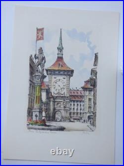 Antique Vintage English Etching On Paper Signed Unframed