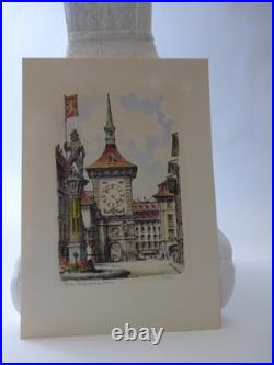 Antique Vintage English Etching On Paper Signed Unframed