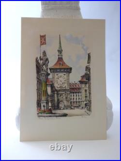 Antique Vintage English Etching On Paper Signed Unframed