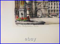 Antique Vintage English Etching On Paper Signed Unframed