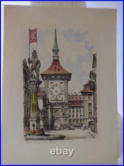 Antique Vintage English Etching On Paper Signed Unframed