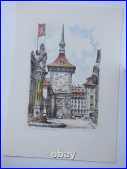 Antique Vintage English Etching On Paper Signed Unframed