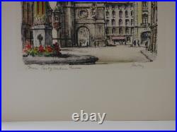 Antique Vintage English Etching On Paper Signed Unframed