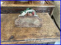 Antique Vintage English Fox Hunt Painted Cast Iron Door Stop Porter 12