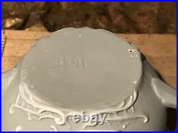Antique Vintage English Glazed Bisque Porcelain Blue Grey Cherub Sugar Cremer