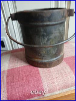 Antique Vintage English Handled Galvanized Metal Well Water Bucket Farm Decor