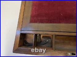 Antique Vintage English Lap Desk Brass Pan Paper Portable Wooden Box Travel