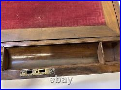 Antique Vintage English Lap Desk Brass Pan Paper Portable Wooden Box Travel