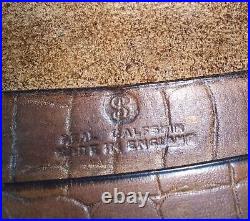 Antique Vintage English Leather Faux Crocodile Passport Travel Wallet, Calfskin