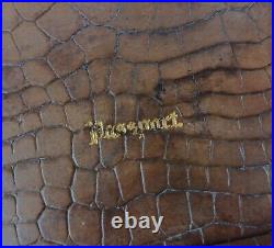 Antique Vintage English Leather Faux Crocodile Passport Travel Wallet, Calfskin