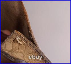 Antique Vintage English Leather Faux Crocodile Passport Travel Wallet, Calfskin