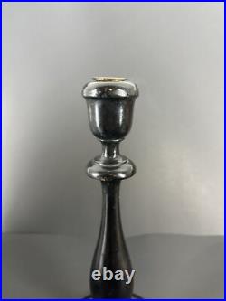 Antique Vintage English Mahogany Art Nouveau Tulip Candlestick