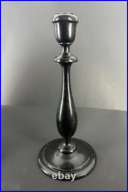 Antique Vintage English Mahogany Art Nouveau Tulip Candlestick