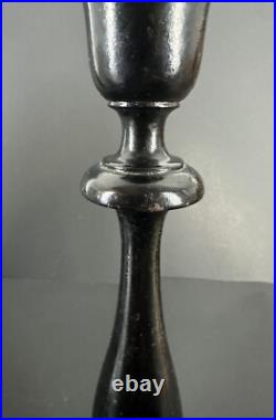 Antique Vintage English Mahogany Art Nouveau Tulip Candlestick