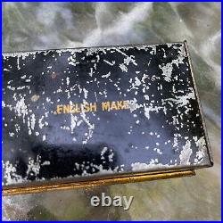 Antique/Vintage English Make Tin Hinged Lid Trinket Cash Box