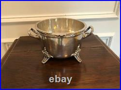 Antique Vintage English Mappin & Webb Heavy Silverplate Footed Bowl With Liner
