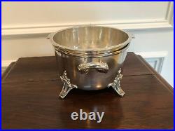 Antique Vintage English Mappin & Webb Heavy Silverplate Footed Bowl With Liner