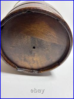 Antique Vintage English Oak And Silver Plate Biscuit Barrel With Porcelain Liner