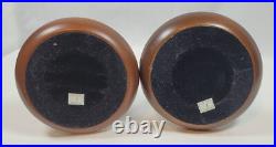 Antique / Vintage English Oak & Brass Open Barley Twist Candlestick Holders (2)