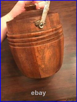 Antique Vintage English Oak Porcelain Biscuit Barrel Ice Bucket