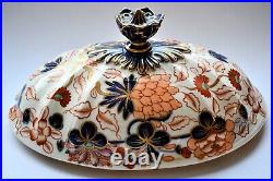 Antique Vintage English Porcelain Regency Imari Large Tureen Face Handle C. 1830