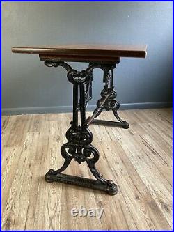 Antique Vintage English Pub Table Mancave Bar Cast Iron Table