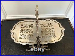 Antique Vintage English Silver Plate Roll Top Domed Server With 2 Trays