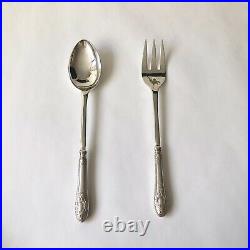 Antique Vintage English Silver Serving Spoon and Fork Set