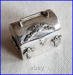Antique Vintage English Sterling Silver Treasure Chest Trinket Pill Box Hallmark