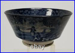 Antique Vintage English Transferware Pottery Bowl Blue and White Dish