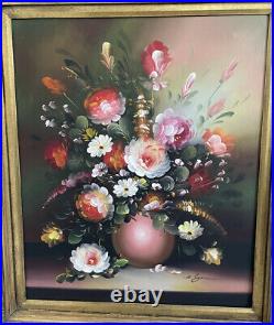 Antique/Vintage Flower in vase Still Life Original Oil Painting on canvas/framed