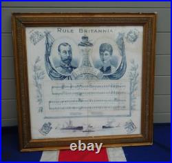 Antique Vintage Framed British Empire Union Jack Flag Silk Handkerchief