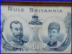 Antique Vintage Framed British Empire Union Jack Flag Silk Handkerchief