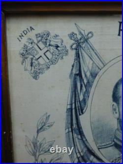 Antique Vintage Framed British Empire Union Jack Flag Silk Handkerchief