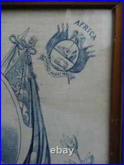 Antique Vintage Framed British Empire Union Jack Flag Silk Handkerchief