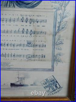 Antique Vintage Framed British Empire Union Jack Flag Silk Handkerchief