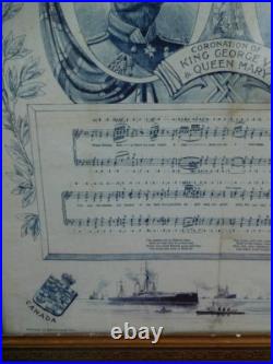 Antique Vintage Framed British Empire Union Jack Flag Silk Handkerchief