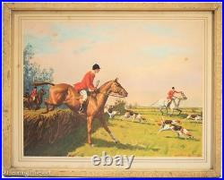 Antique / Vintage George Russe English Fox Hunt, Horse & Hounds, Framed & Lovely
