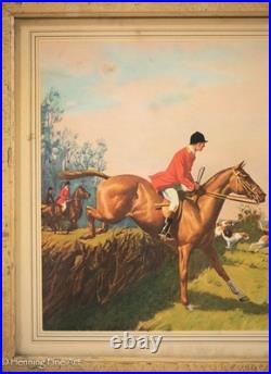Antique / Vintage George Russe English Fox Hunt, Horse & Hounds, Framed & Lovely