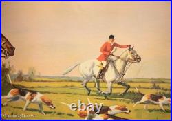 Antique / Vintage George Russe English Fox Hunt, Horse & Hounds, Framed & Lovely