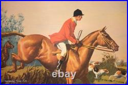 Antique / Vintage George Russe English Fox Hunt, Horse & Hounds, Framed & Lovely